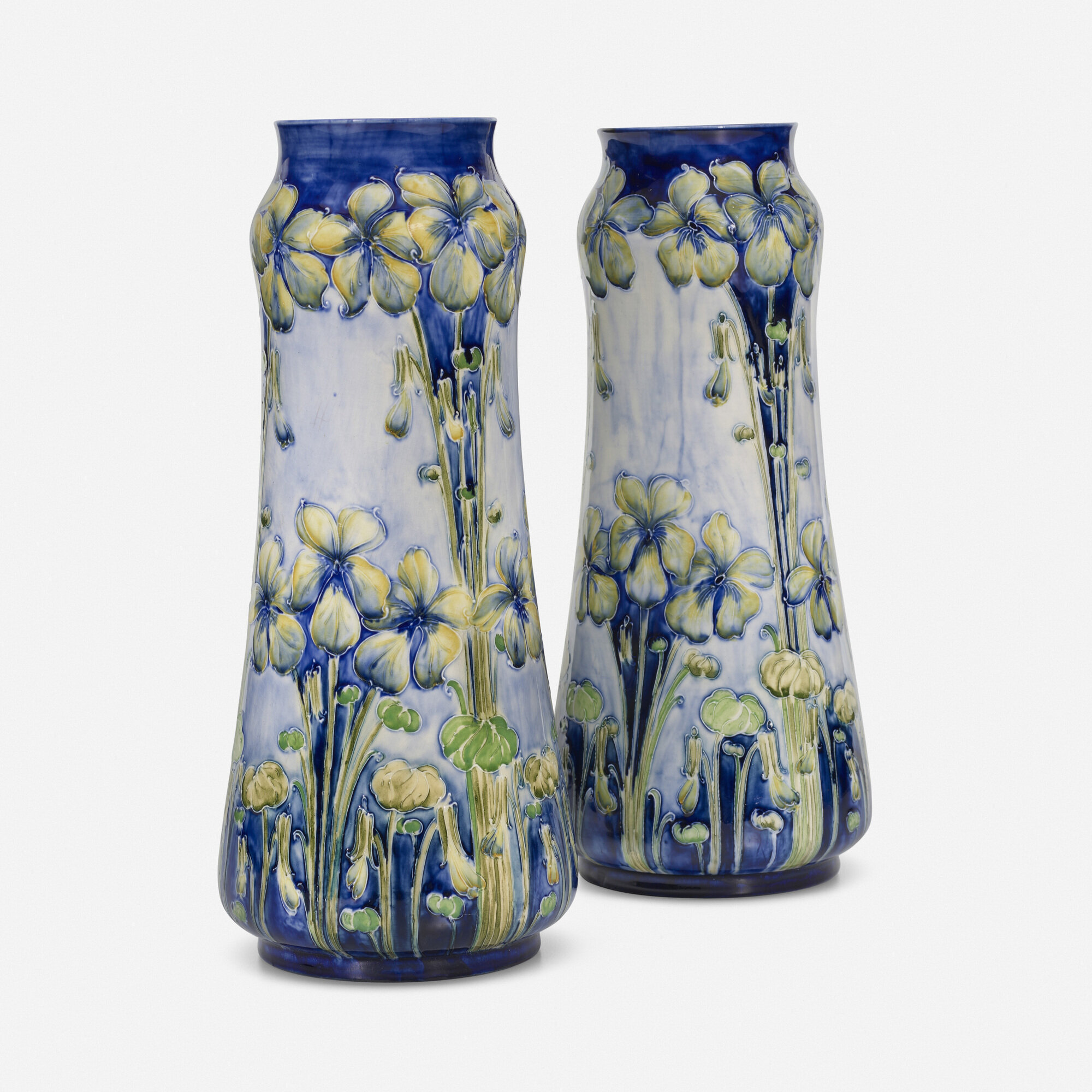 112: WILLIAM MOORCROFT FOR JAMES MACINTYRE & CO., Florian Ware vases with  violets, pair < Moorcroft, 3 November 2022 < Auctions | Toomey & Co.  Auctioneers